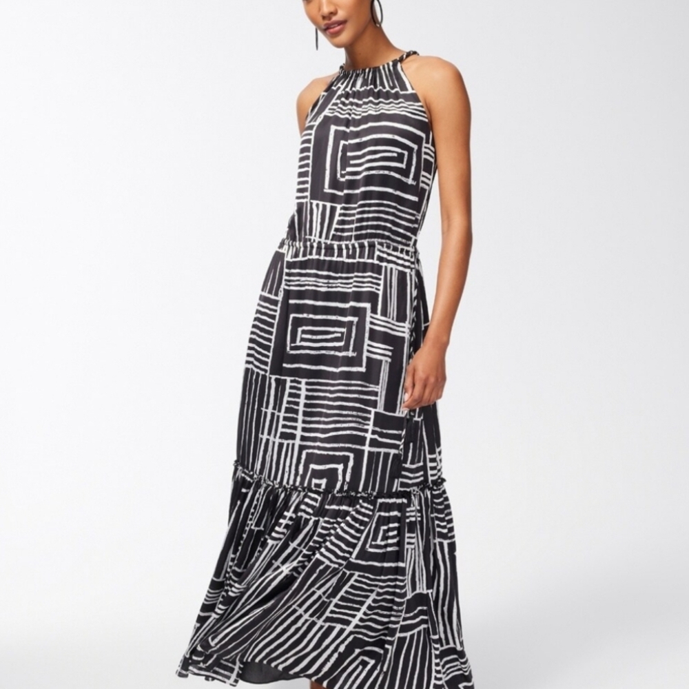 Chico's Black and White Abstract Maxi Dress